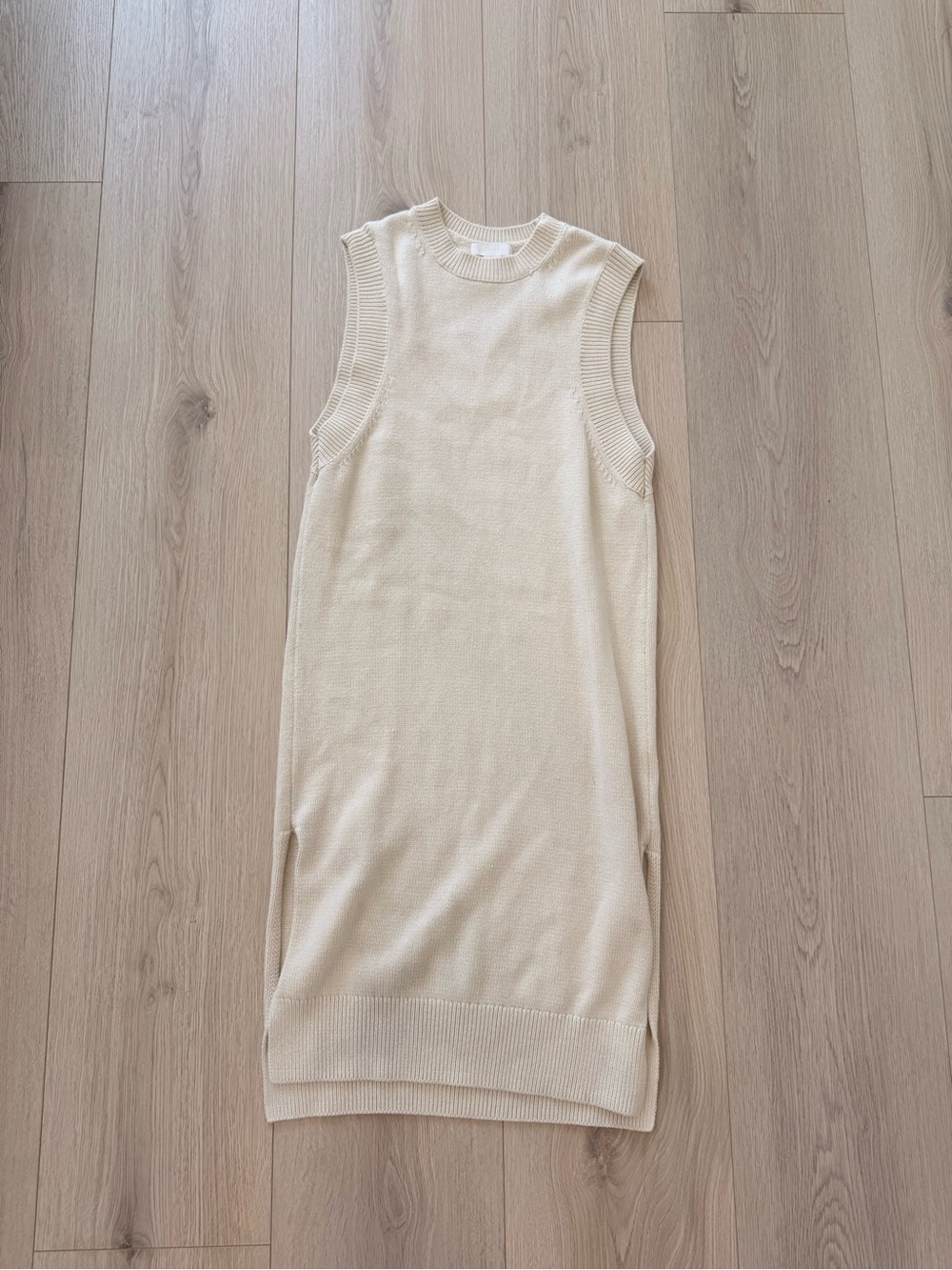 H&M Sleeveless Knit Midi Dress in Cream